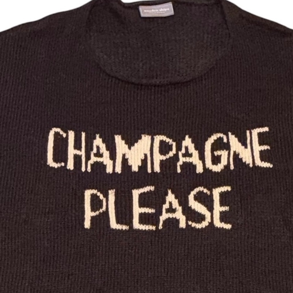 Wooden Ships Champagne Please Black Oversized Knit Sweater Medium/Large Mohair